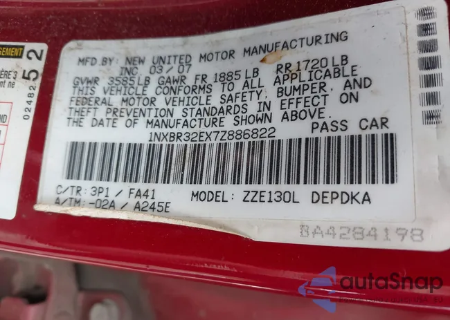 1NXBR32EX7Z886822: 42383876