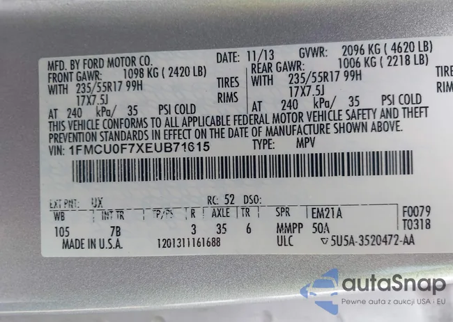 1FMCU0F7XEUB71615: 42385189