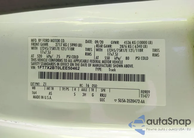 1FT7X2BT0LEE50462: 42384738