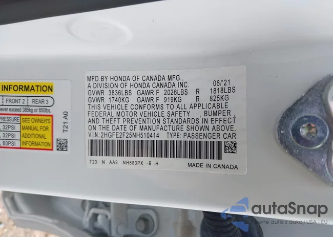 2HGFE2F25NH510414: 42385023