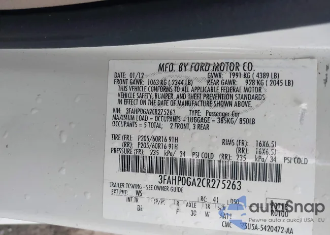 3FAHP0GA2CR275263: 42385053