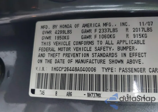 1HGCP26448A040006: 42386148