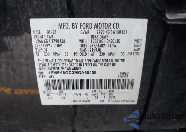 1FM5K8GC3MGA60409: 42386334