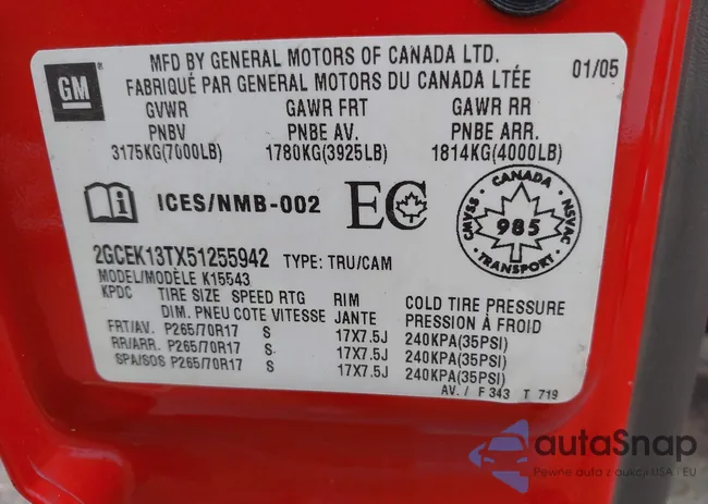 2GCEK13TX51255942: 42386464