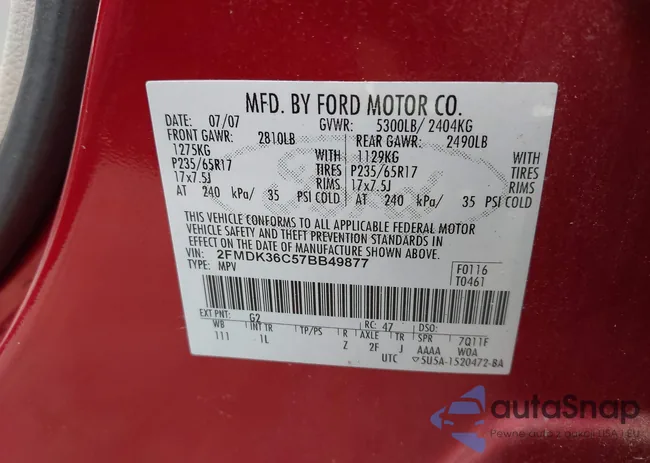 2FMDK36C57BB49877: 42386505