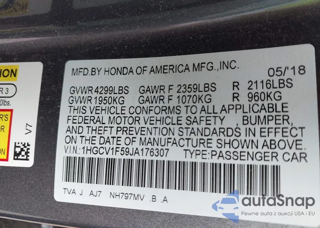 1HGCV1F59JA176307: 42388083