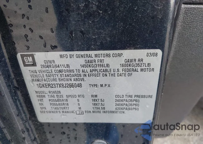 1GKER237X8J265048: 42388228