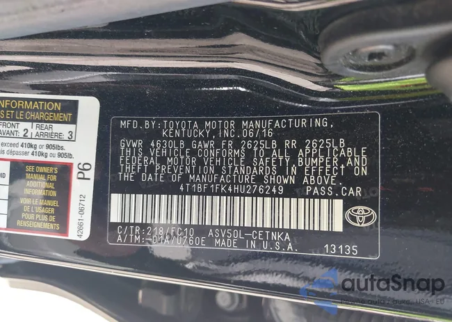 4T1BF1FK4HU276249: 42388238