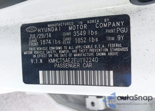 KMHCT5AE2EU192240: 42388345