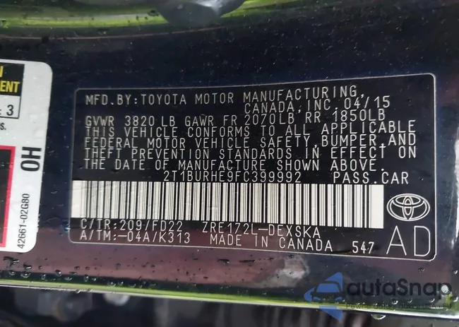 2T1BURHE9FC399992: 42388391