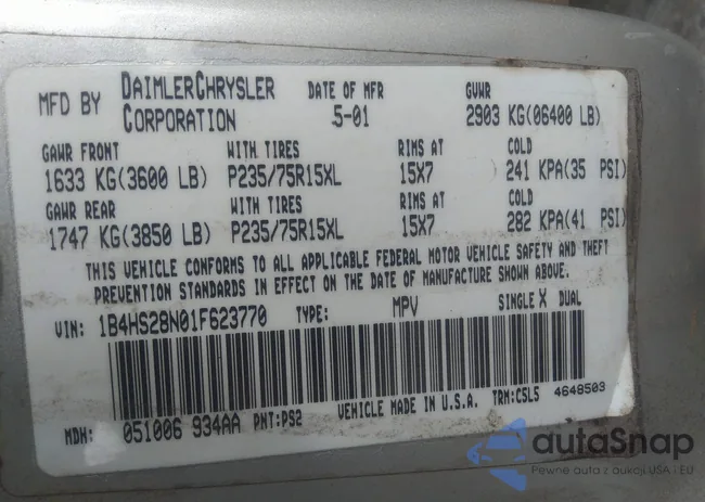 1B4HS28N01F623770: 42387474