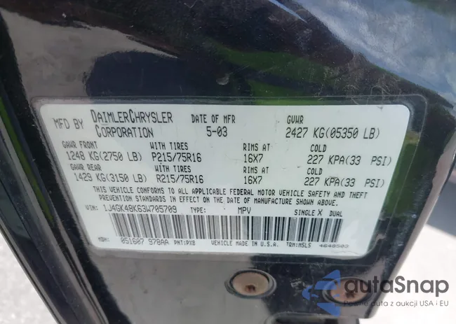 1J4GK48K63W705709: 42387475