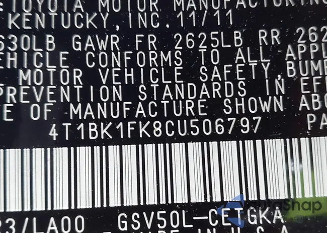 4T1BK1FK8CU506797: 42387533