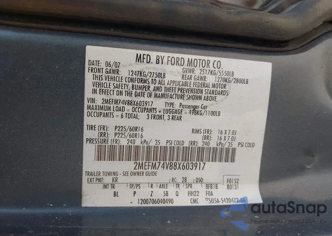 2MEFM74V88X603917: 42387573