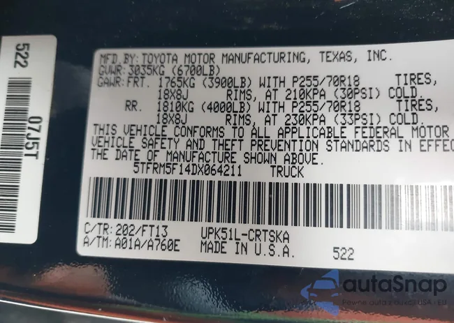 5TFRM5F14DX064211: 42387574