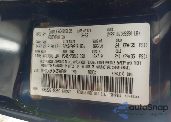 1D7GL42K84S548808: 42387628