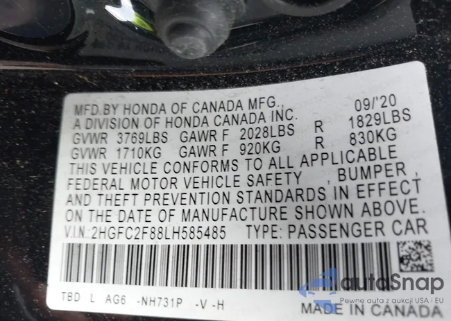 2HGFC2F88LH585485: 42387775