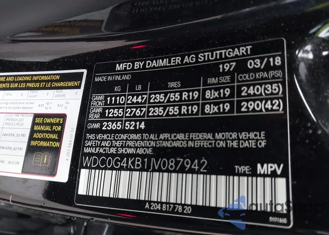 WDC0G4KB1JV087942: 42387820