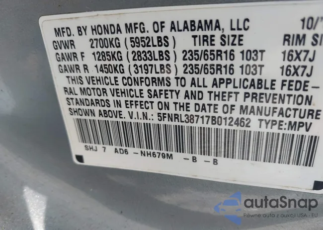 5FNRL38717B012462: 42388885