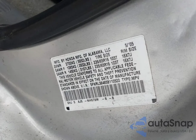 5FNRL38485B110522: 42388968