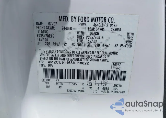 4M2CU91168KJ18822: 42389220