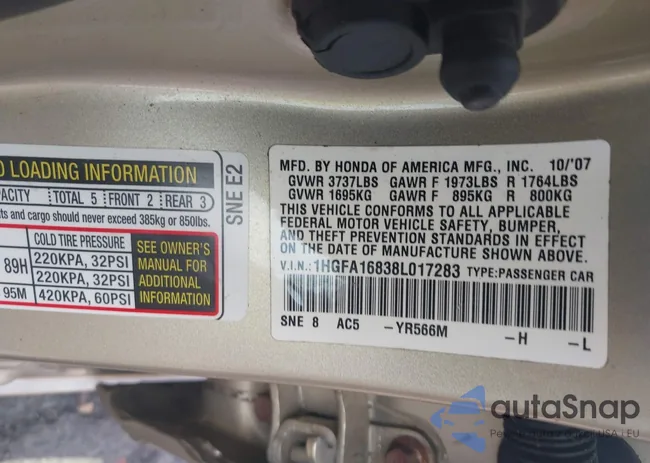 1HGFA16838L017283: 42389270