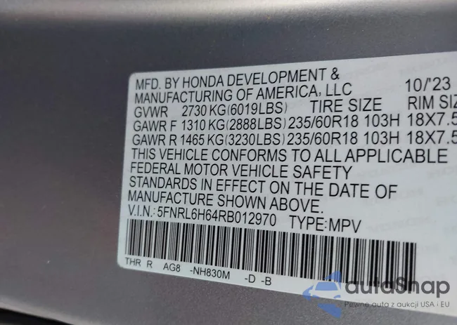 5FNRL6H64RB012970: 42389288