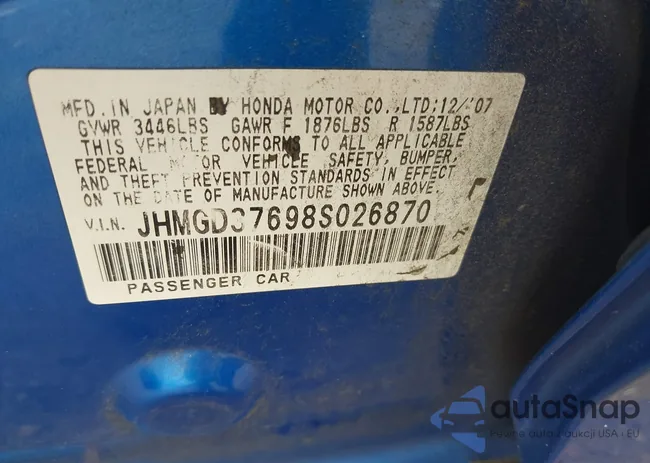 JHMGD37698S026870: 42389307