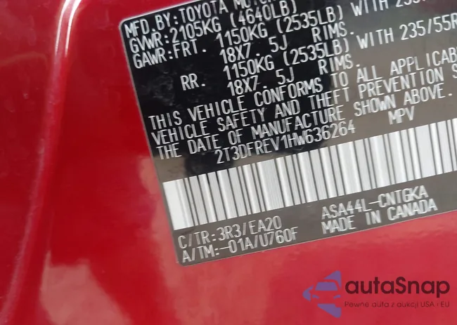 2T3DFREV1HW636264: 42389369