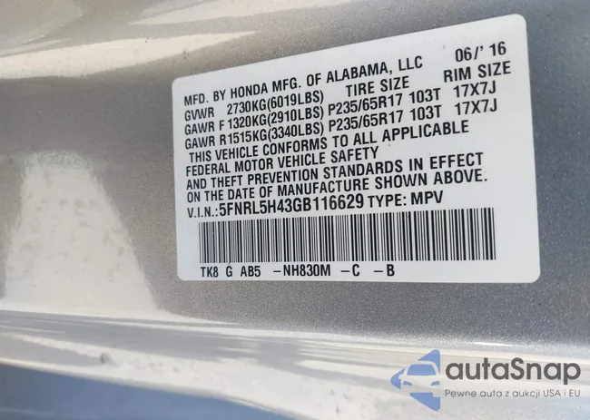 5FNRL5H43GB116629: 42389434