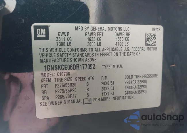 1GNSKCE06DR177092: 42388471