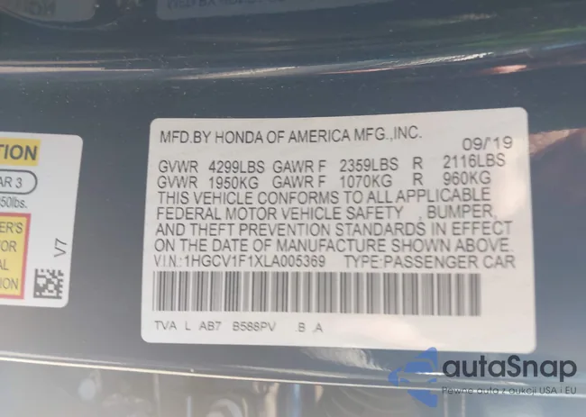 1HGCV1F1XLA005369: 42388507