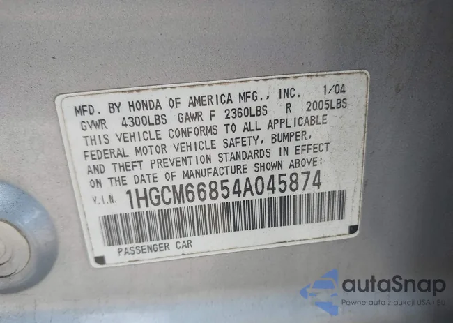 1HGCM66854A045874: 42388794