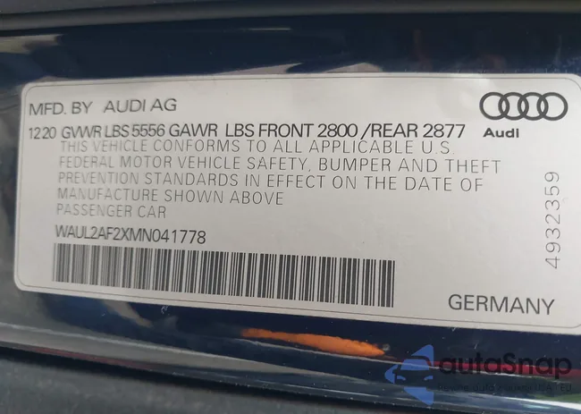 WAUL2AF2XMN041778: 42388813