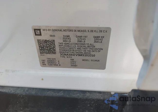 3GNAXKEV5MS103310: 42388850