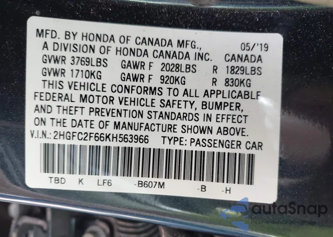 2HGFC2F66KH563966: 42389906