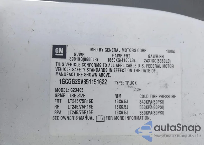 1GCGG25V351151622: 42390055