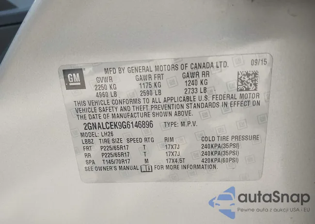 2GNALCEK9G6146896: 42390137