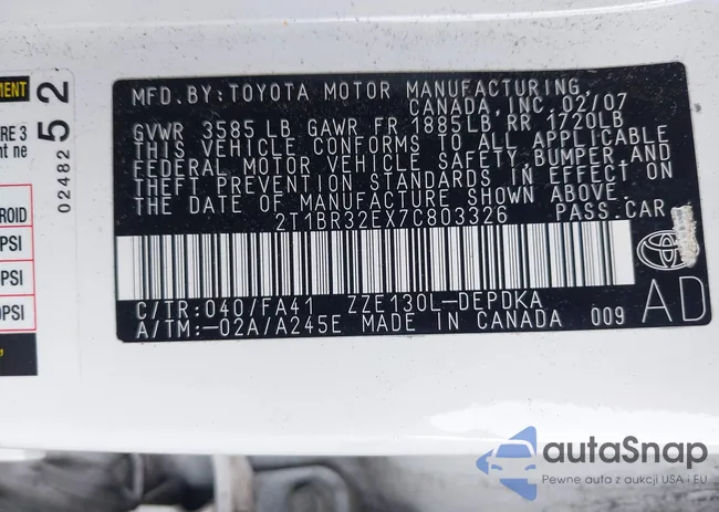 2T1BR32EX7C803326: 42390180