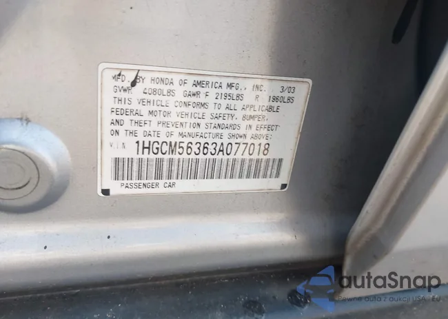 1HGCM56363A077018: 42390361