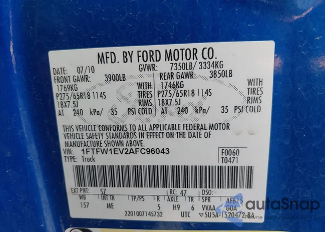 1FTFW1EV2AFC96043: 42389571