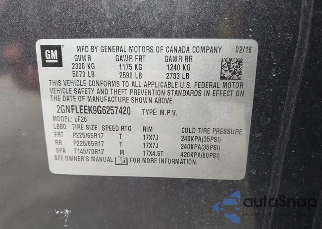 2GNFLEEK9G6257420: 42389712