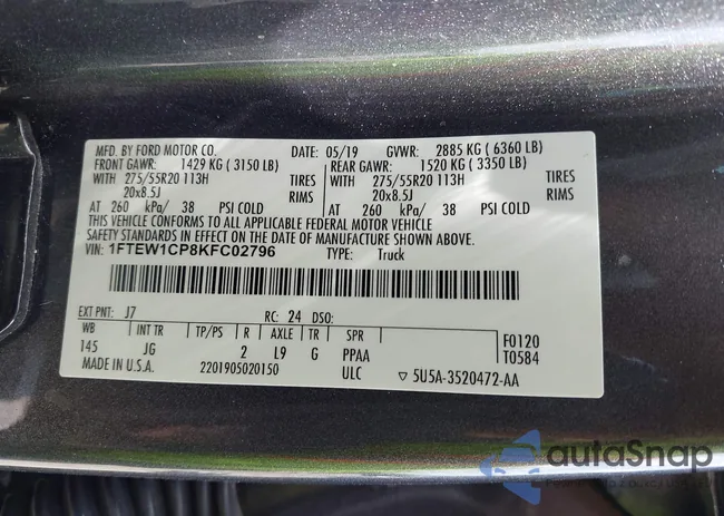 1FTEW1CP8KFC0279: 42390903