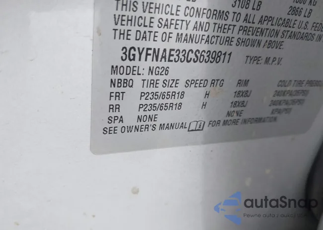 3GYFNAE33CS639811: 42390911