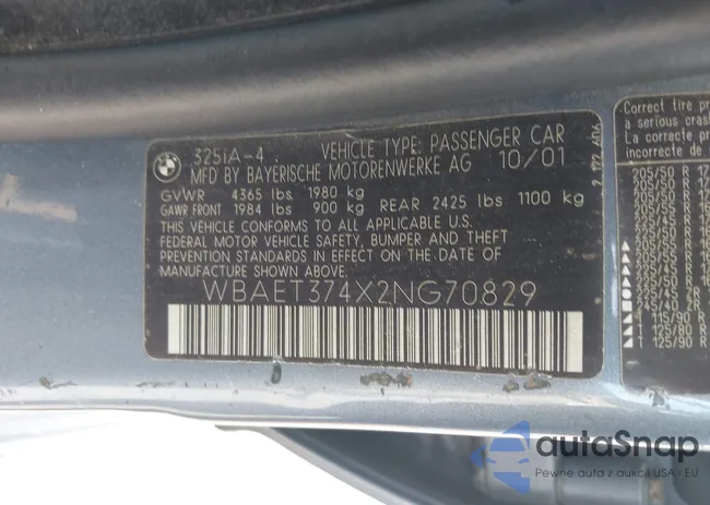 WBAET374X2NG70829: 42390913