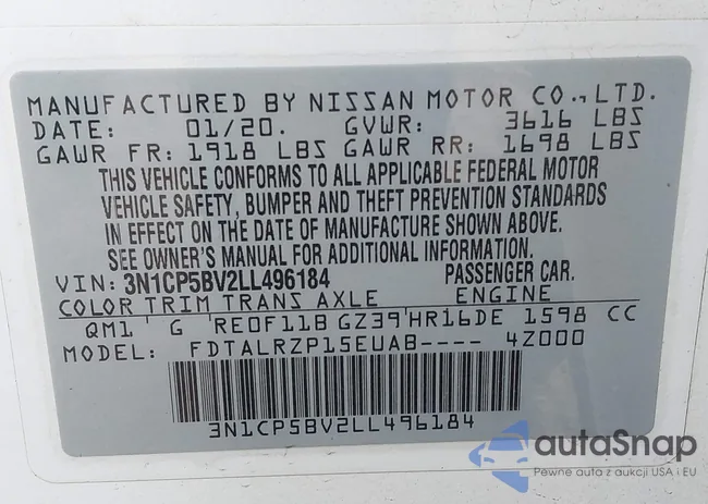 3N1CP5BV2LL496184: 42391087