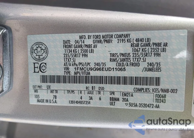 1FMCU9G96EUD11065: 42391172