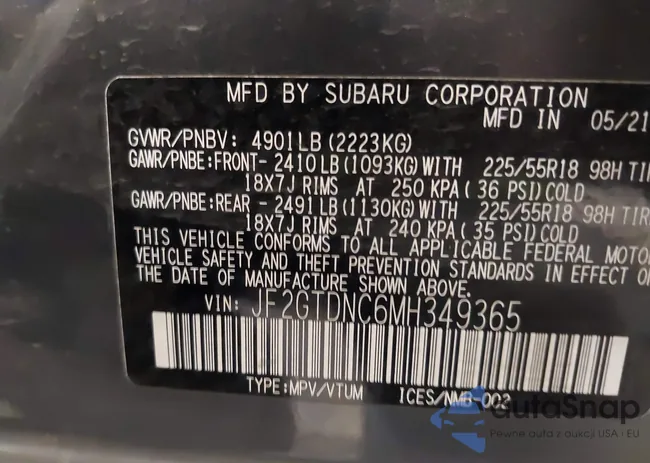 JF2GTDNC6MH349365: 42390530