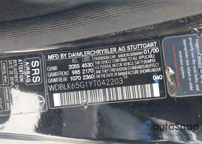 WDBLK65G1YT042203: 42390576