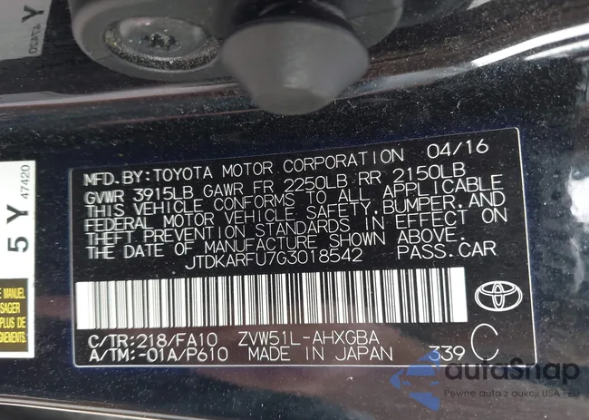 JTDKARFU7G3018542: 42390586